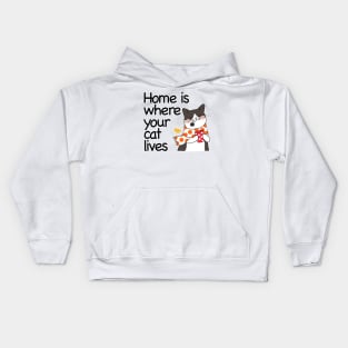 Home Is Where Your Cat Lives Kids Hoodie